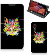 Smartphone Hoesje Samsung Galaxy Xcover 5 Enterprise Edition | Samsung Xcover 5 Wallet Case Leuke Verjaardagscadeaus Cat Color