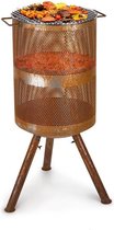 Blumfeldt Flame Goblet - vuurschaal en bbq Ø44cm - Incl. verchroomd barbecuerooster -  industrie-look - staal