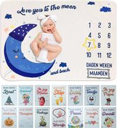 BabyDu Mijlpaaldeken - Incl. Mijlpaalkaarten - Kraamcadeau Jongen - Milestone Deken - Milestone Blanket - Milestone cards - Milestone kaarten - Babyshower - Blauw
