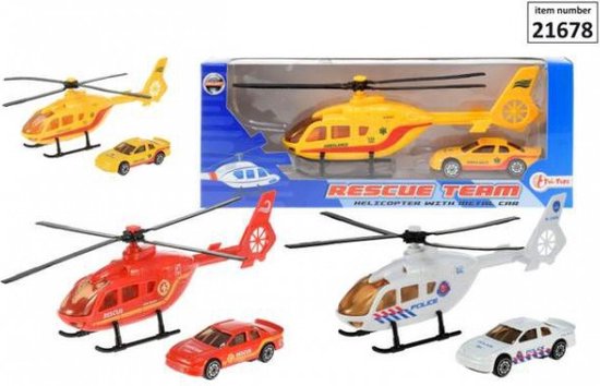 Helicopter met metalen auto