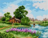 Voorbedrukt stramien HUT BIJ DE RIVIER - ORCHIDEA 40 x 50 (EXCLUSIEF GARENS)