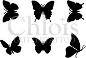 Chloïs Glittertattoo Sjabloon - Butterfly - Multi Stencil - CH9200 - 1 stuks zelfklevend sjabloon met 6 kleine designs in verpakking - Geschikt voor 6 Tattoos - Nep Tattoo - Geschi