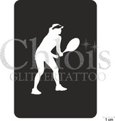 Chloïs Glittertattoo Sjabloon 5 Stuks - Tennis Tess - CH6553 - 5 stuks gelijke zelfklevende sjablonen in verpakking - Geschikt voor 5 Tattoos - Nep Tattoo - Geschikt voor Glitter T