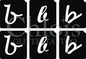 Chloïs Glittertattoo Sjabloon - Small Letter b - Multi Stencil - CH9758 - 1 stuks zelfklevend sjabloon met 6 kleine designs in verpakking - Geschikt voor 6 Tattoos - Nep Tattoo - G