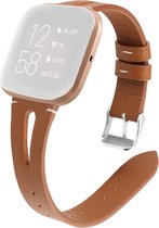 By Qubix geschikt voor Fitbit Versa 1- 2 & Lite bandje TPU leer - Bruin Smartwatchbandje bandje Armband Polsband Strap Band Watchband