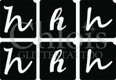 Chloïs Glittertattoo Sjabloon - Small Letter h - Multi Stencil - CH9764 - 1 stuks zelfklevend sjabloon met 6 kleine designs in verpakking - Geschikt voor 6 Tattoos - Nep Tattoo - G