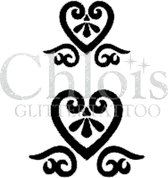 Chloïs Glittertattoo Sjabloon 5 Stuks - Elegant Heart - Duo Stencil - CH4804 - 5 stuks gelijke zelfklevende sjablonen in verpakking - Geschikt voor 10 Tattoos - Nep Tattoo - Geschi