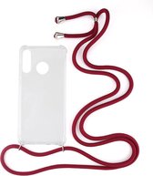 Shop4 - Huawei P30 Lite (new edition) Hoesje - Zachte Back Case met Koord Donker Rood