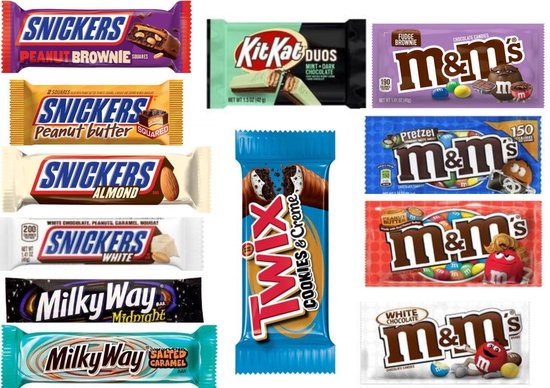 Verdrag Riskant Kijkgat USA Chocolade Repen Pakket - 12 Delig | bol.com