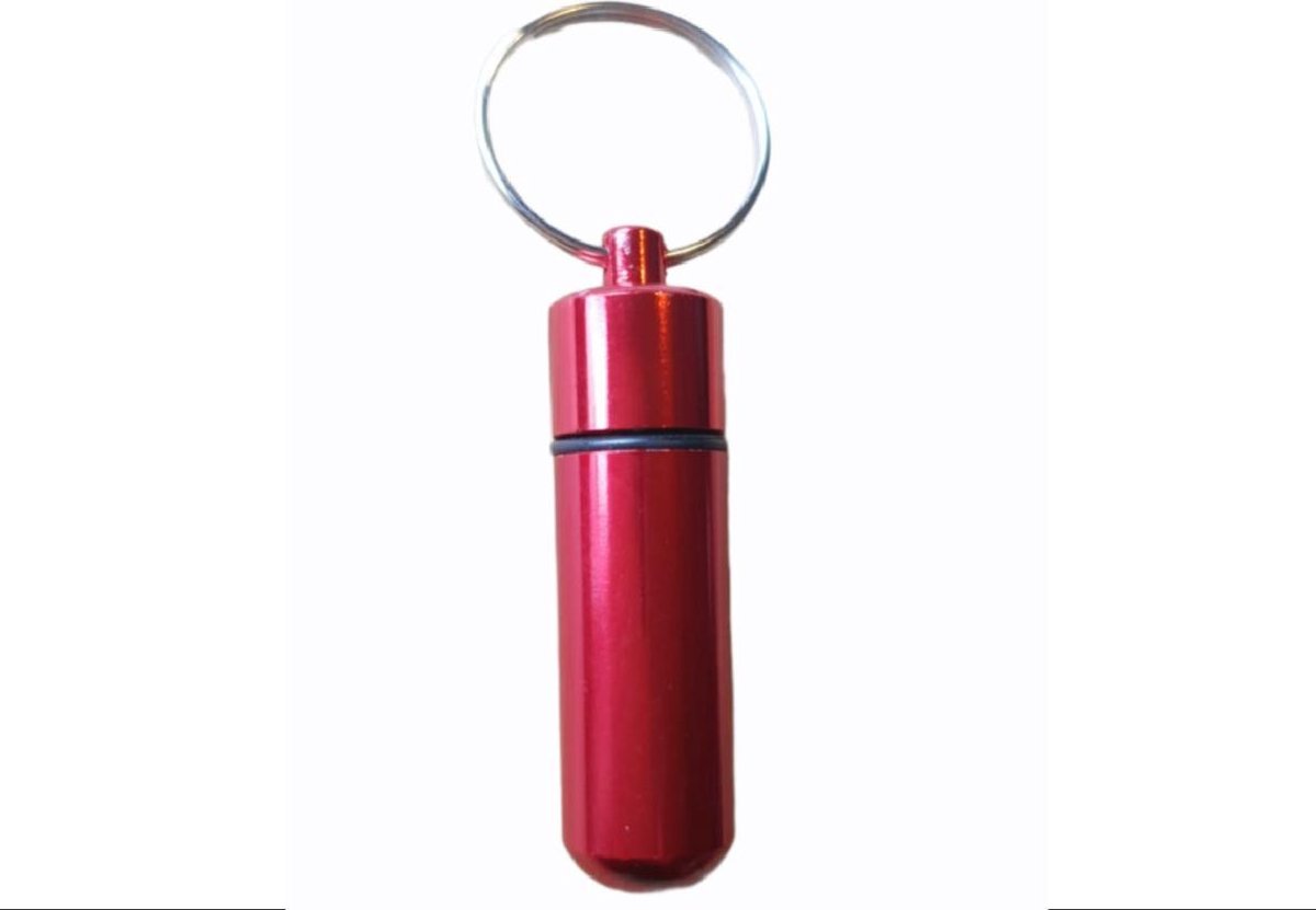 Goedkoopste Pillendoosje | Onderweg | Sleutelbos | Waterdicht | Rood | klein 4 cm