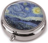 Pillendoosje, zilverkleurig, Sterrennacht, Vincent van Gogh