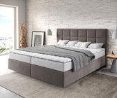 Boxspringbed Dream-Fine microvezel khakibruin 180x200 met matras en topper