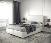 Bed Dream-Well Wit 140x200 cm Kunstleder met matras en topper boxspring-bed
