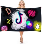 Tik Tok Strandlaken - Sociale Media Strandlaken - Tik Tok Badlaken - Tik Tok - Strandlaken - Tik Tok Handdoek - Snapchat