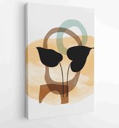 Botanical wall art vector set. Earth tone boho foliage line art drawing with abstract shape. 1 - Moderne schilderijen – Vertical – 1881805135 - 80*60 Vertical