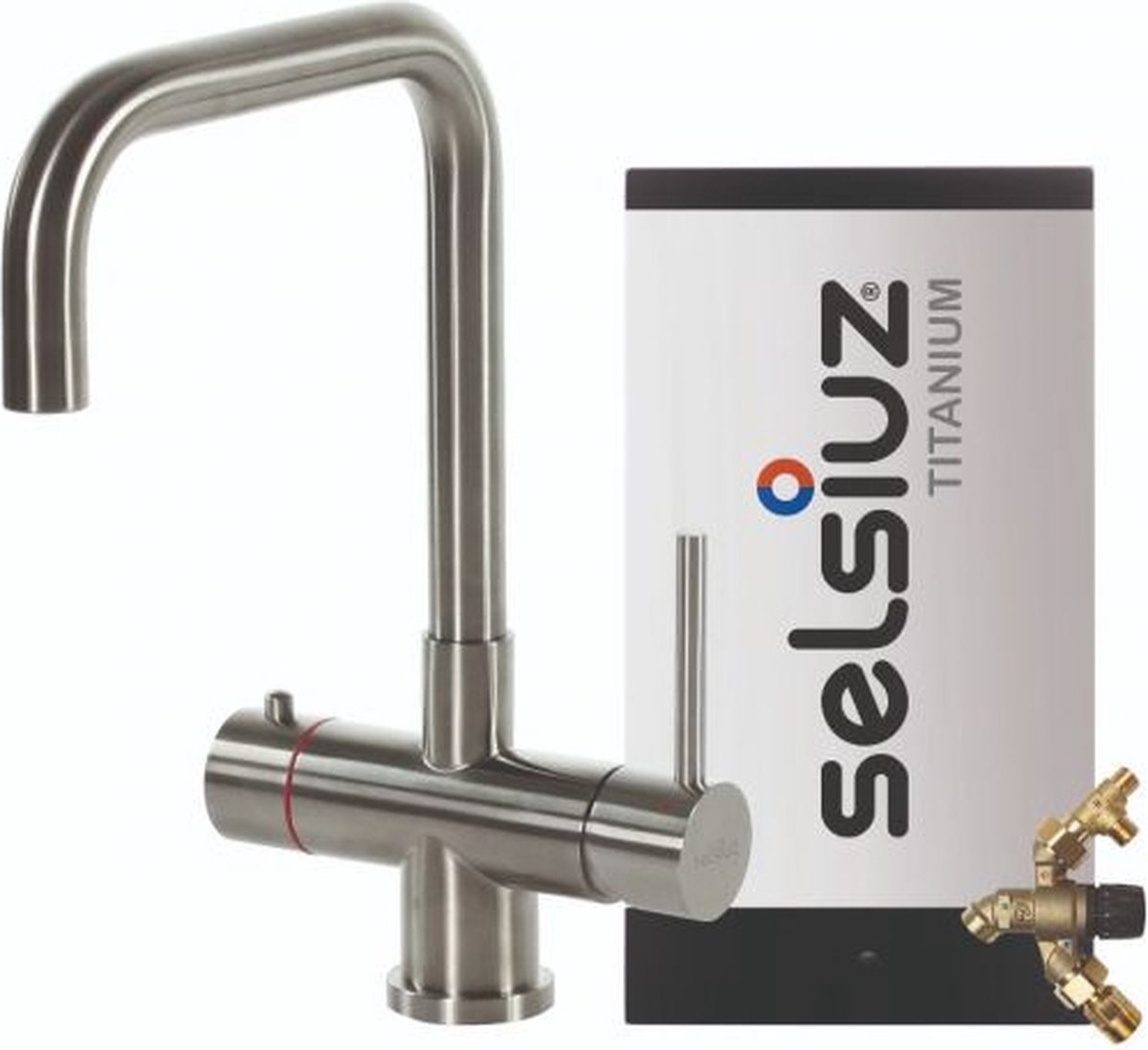 Selsiuz Haaks RVS (Inox) 350290 kokend water kraan met TITANIUM Combi (Extra) boiler