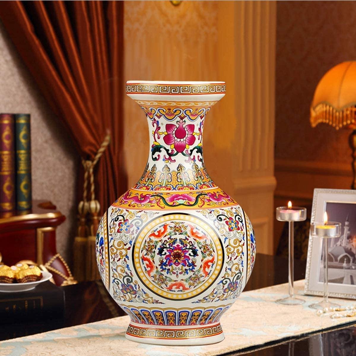 Vaas fanquare Jingdezhen keramische bloem vaas, handgemaakte porseleinen decoratieve vaas voor middenstukken, hoogte 25cm kleurig