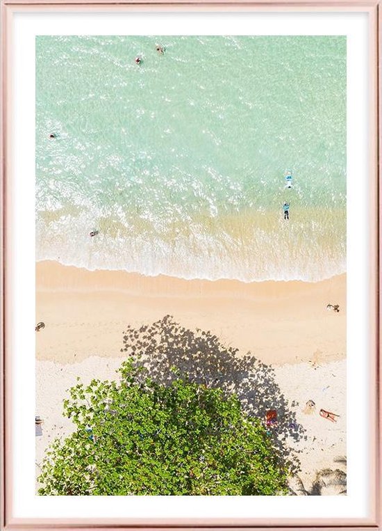 Poster Met Metaal Rose Lijst - Surinaamse Strand Poster