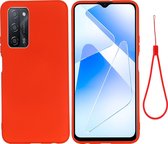 OPPO A54 Hoesje - Mobigear - Rubber Touch Serie - Hard Kunststof Backcover - Rood - Hoesje Geschikt Voor OPPO A54