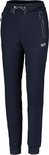 Donkerblauwe joggingbroek met trekkoord en ritszakken.