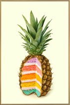 JUNIQE - Poster met kunststof lijst Pineapple Cake -40x60 /Kleurrijk