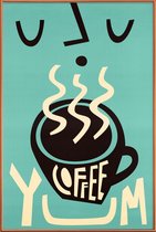 JUNIQE - Poster met kunststof lijst Yum Coffee -40x60 /Turkoois
