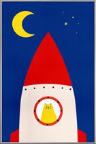 JUNIQE - Poster met kunststof lijst Off to Space -13x18 /Kleurrijk