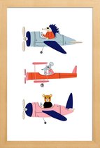 JUNIQE - Poster in houten lijst Aeroplane Race -30x45 /Grijs