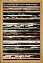 JUNIQE - Poster met houten lijst Records -30x45 /Kleurrijk