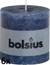 6 stuks Bolsius donkerblauw rustiek stompkaarsen xl 100/100 (57 uur)