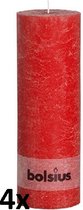Bolsius Rustiek Stompkaars - 300/100 mm - 4 stuks - Rood