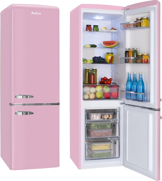 Amica AR8242P - Combiné réfrigérateur-congélateur - Rose magenta - Label E  | bol