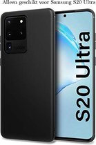Samsung S20 Ultra Hoesje - Samsung galaxy S20 Ultra hoesje zwart siliconen case hoes cover hoesjes
