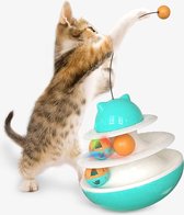 Pepets © - Kattenspeeltje – Tuimelspeeltje - Speelgoed Katten - Interactief Speelgoed Kat - Interactief Kattenspeeltje - Roterend Speeltje - Lichtspeeltje Kat - Laserspeeltje kat - Ronddraaiend Kattenspeeltje - Turquoise - 1xLedbal, 2 x Bal GRATIS