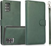 Voor Samsung Galaxy A71 Kalf Textuur 2 in 1 Afneembare Magnetische Achterkant Horizontale Flip Lederen Case met Houder & Kaartsleuven & Portemonnee & Fotolijst (Groen)