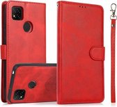 Voor Geschikt voor Xiaomi Redmi 9C Kalf Textuur 2 in 1 Afneembare Magnetische Achterkant Horizontale Flip Lederen Case met Houder & Kaartsleuven & Portemonnee & Fotolijst (Rood)