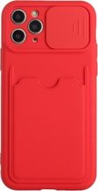 Sliding Camera Cover Design TPU-beschermhoes met kaartsleuf voor iPhone 11 Pro Max (rood)