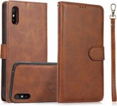 Voor Geschikt voor Xiaomi Redmi 9A Kalf Textuur 2 in 1 Afneembare Magnetische Achterkant Horizontale Flip Lederen Case met Houder & Kaartsleuven & Portemonnee & Fotolijst (Bruin)