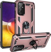 Voor Samsung Galaxy A82 5G Schokbestendige TPU + pc-beschermhoes met 360 graden roterende houder (roségoud)