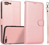 Kalf Textuur 2 in 1 Afneembare Magnetische Achterkant Horizontale Flip Leren Hoes Met Houder & Kaartsleuven & Portemonnee & Fotolijst Voor iPhone 8 Plus/7 Plus (Rose Goud)