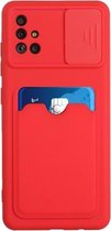 Voor Samsung Galaxy A71 4G Sliding Camera Cover Design TPU-beschermhoes met kaartsleuf (rood)