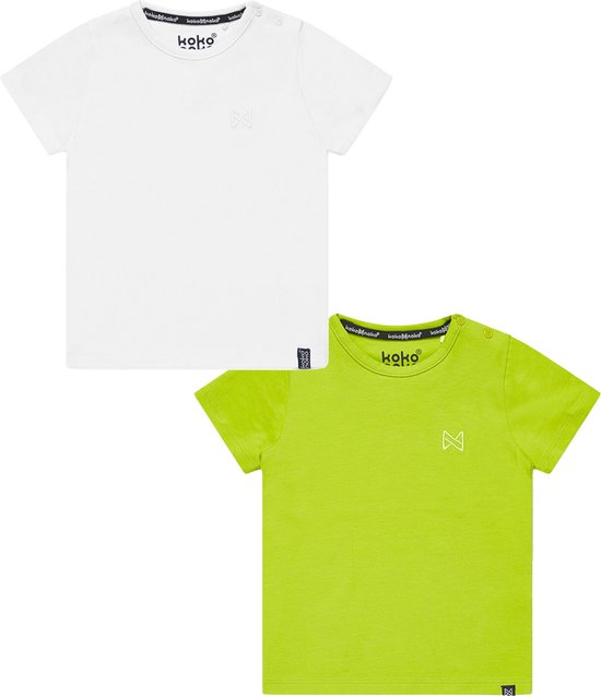 Shirts Koko Noko BIO Basics (2pack) NIGEL Wit et Vert - Taille 74-80