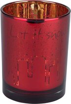 TheeLichthouder Glas - Waxinelichthouder - Let It Snow Rood - ø10cm