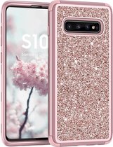 Luxe Glitter Shock Proof Hard Case Cover Bumper Hoesje Geschikt Voor Samsung Galaxy S10+ Plus (6.4 Inch) - 3-In-1 Heavy Duty Telefoonhoesje Met Bescherming - Beschermhoes Met Hardcover Back &