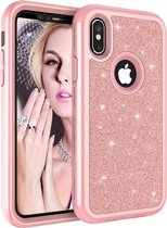 Luxe Glitter Shock Proof Hard Case Cover Bumper Hoesje Geschikt Voor Apple iPhone XR (6.1 Inch) - 3-In-1 Heavy Duty Telefoonhoesje Met Bescherming - Beschermhoes Met Hardcover Back