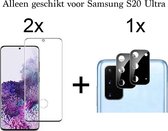 Beschermglas Samsung S20 Ultra Screenprotector Full 2 stuks - Samsung Galaxy S20 Ultra Screenprotector - Samsung S20 Ultra Screen Protector Camera - 1 stuk