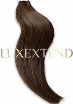 LUXEXTEND Weave Hair Extensions #4 | Human hair Brown | Human Hair Weave | 60 cm - 100 gram | Remy Sorted & Double Drawn | Haarstuk | Extensions Bruin | Weave Extensions | Extensio