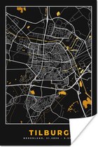 Poster Plattegrond - Tilburg - Goud - Zwart - 80x120 cm - Stadskaart