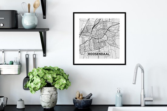 Affiche avec cadre Plan de la ville - Roosendaal - Grijs - Wit - 40x40 cm