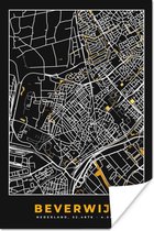 Poster Plattegrond - Beverwijk - Goud - Zwart - 60x90 cm - Stadskaart